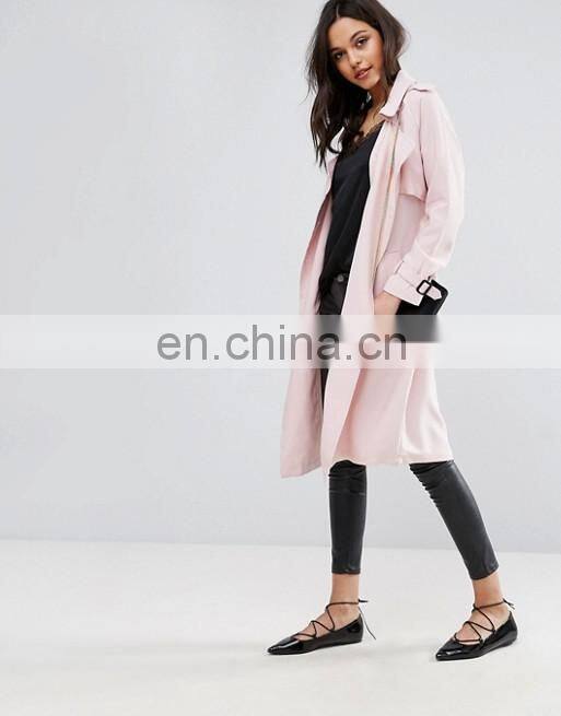 Womenv Pink Single Button ladies long Dust Coat