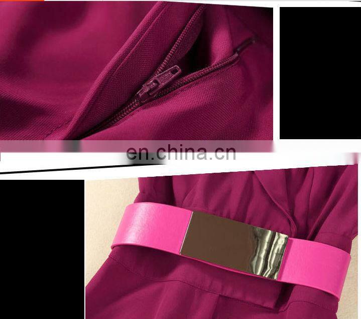 maroon v neck fashion show brand quality twill women jumpsuit