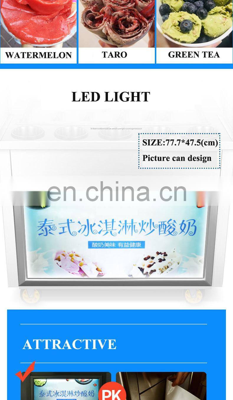 Electrical  Double flat Pans Thailand Roll Fried Ice Cream Machine / Ice Cream Cold Plate / Fry Ice Cream Machine