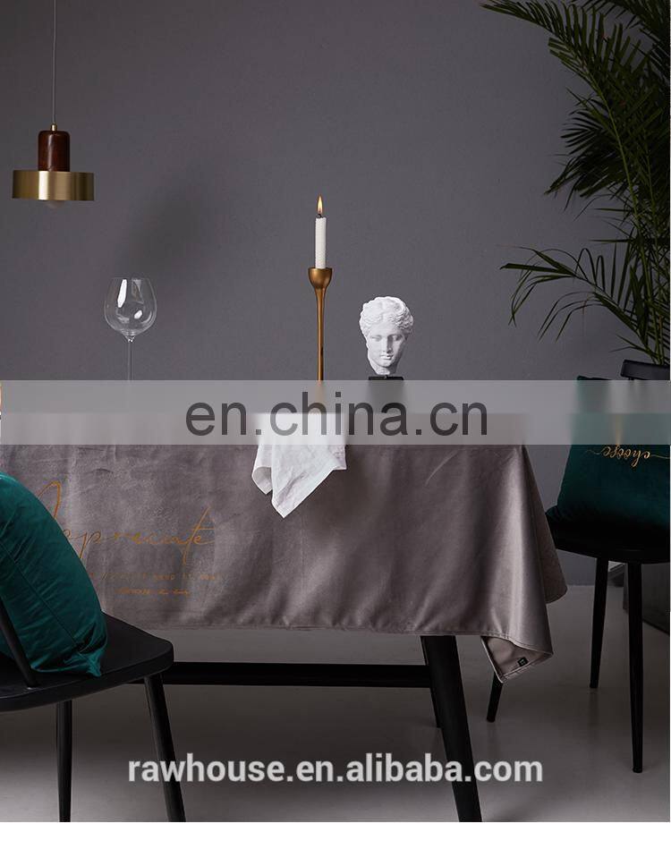 RAWHOUSE brozing words velvet table cover polyester table cloth