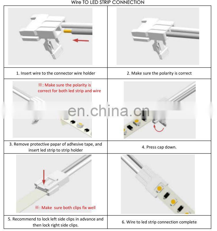 Quick connect 2pin 3pin 4pin led strip light connector for 5050 3528 2835 5630 2216 led strip