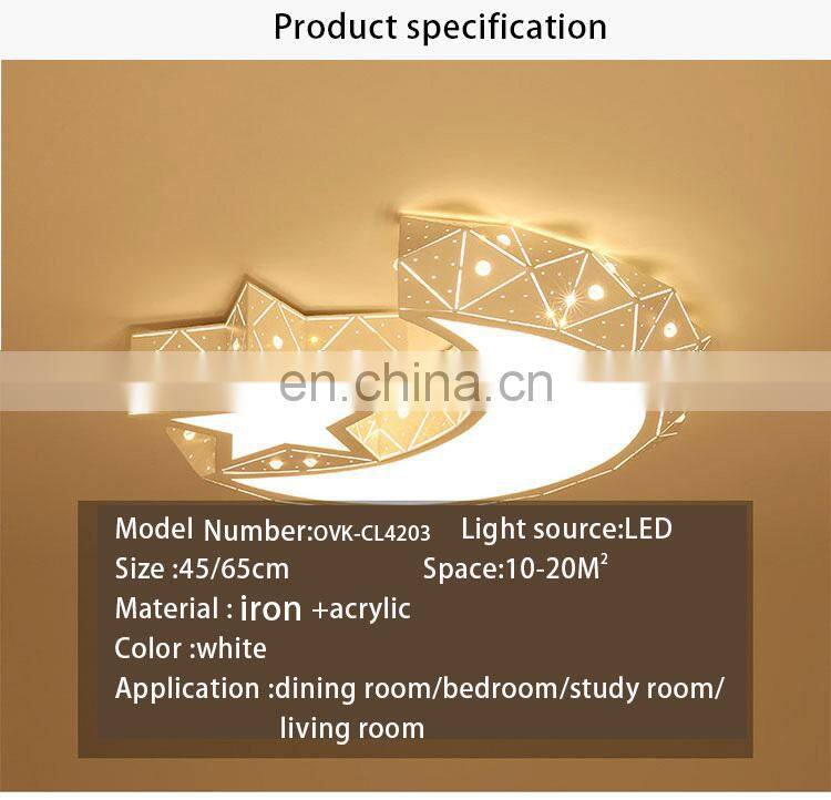 Creative LED living room ceiling light modern simple stars moon hollow lamps for children bedroom