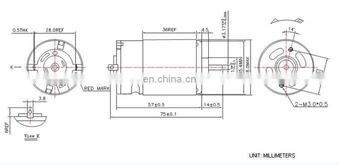 35.8mm 3.7V High speed DC motor with stainless steel shaft for blender motor, Juicer motor, Mixer Motor