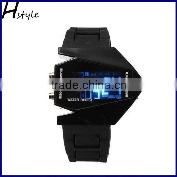 Elegant Plane Style Digital Display LED Silicone Wrist Watch White WP014