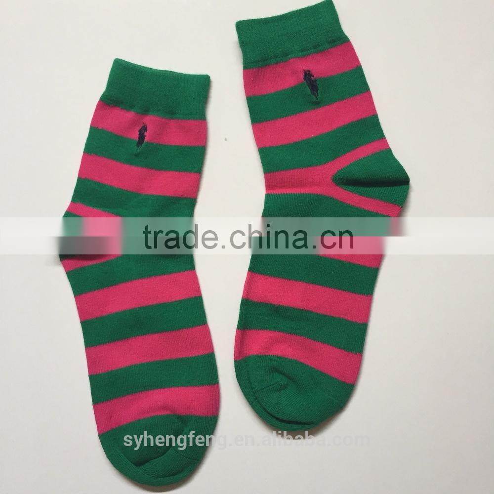 2015 hot saling women bright-coloured socks stripe sock