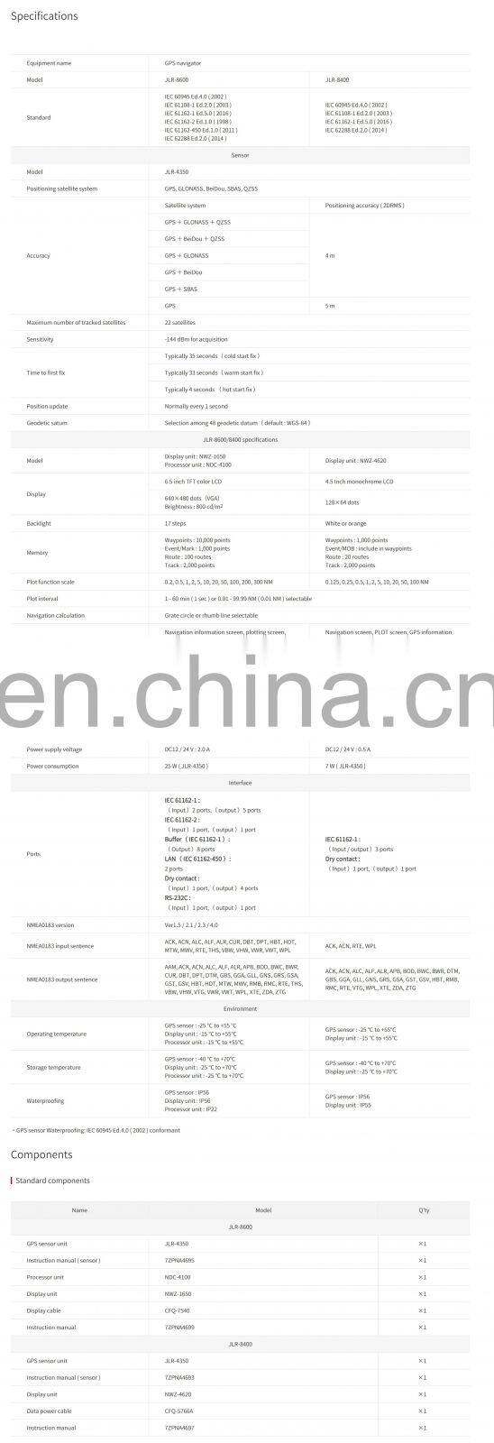 Marine electronics maritime navigation communication JRC JLR-8400 JLR-8600 IMO high accuracy nautical SBAS GPS GNSS navigator