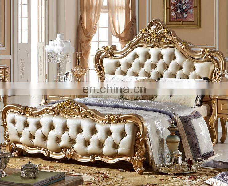 2021 European princess Solid wood classic sofa bed carved double beds design