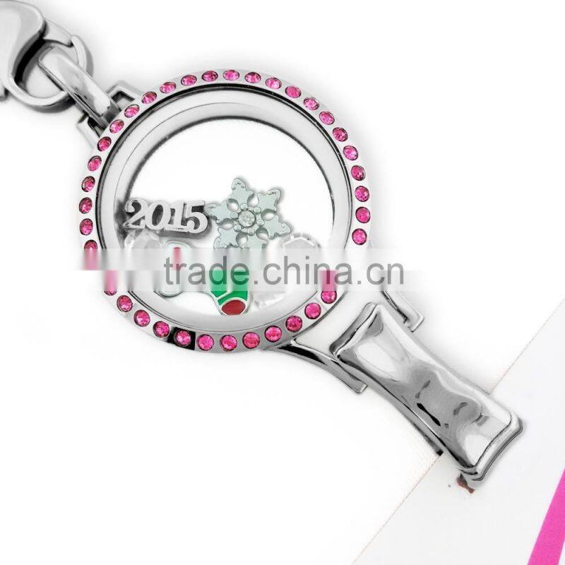 (LL002) 40% off!! 30mm fusia fuchsia hot pink crystal lanyard ID holder
