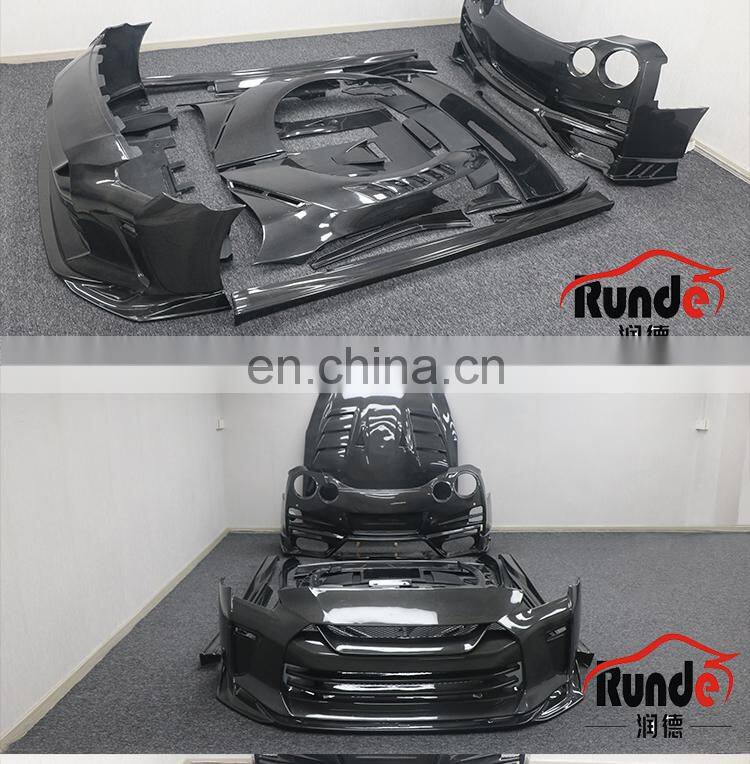 Runde Resin Half or Full Carbon Fiber For 2009-2021 Nissan GTR R35 Top Secret Style Body Kit Front Rear Bumper Lip Fender Hood