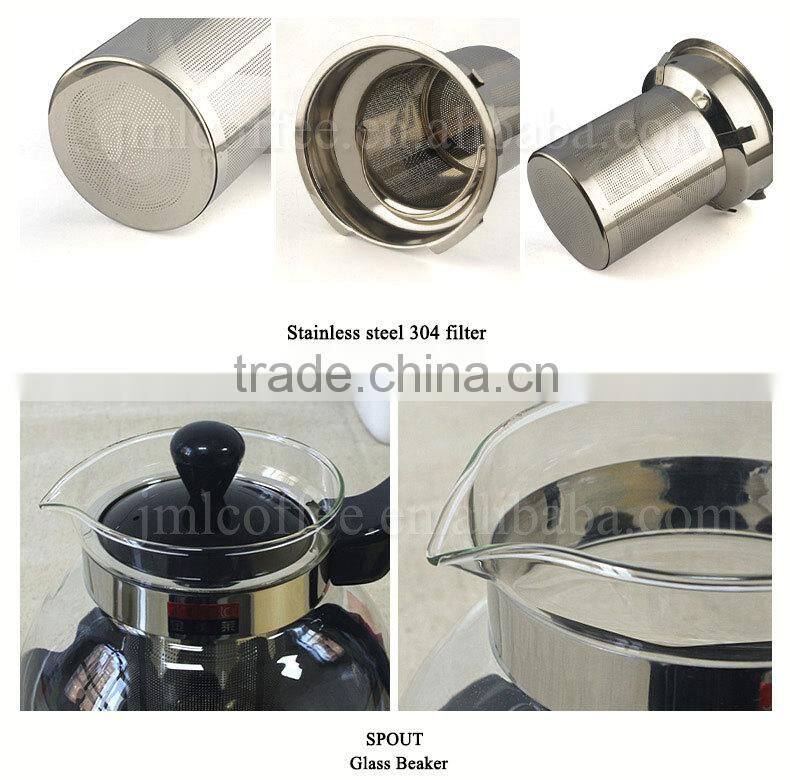 Glass Tea pot with various color to choose , Anti-slip design ,SS 304# tea filter