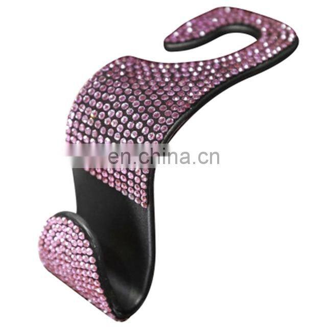 Car Seat Back Hook Diamond Bling Rhinestones Hanger Auto Back Universal Headrest Mount Storage Holder Car Interior Accessories