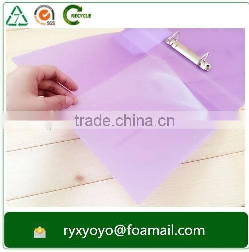 eco-friendly hard cover pp plastic a4 size 2d ring clip clear file folder