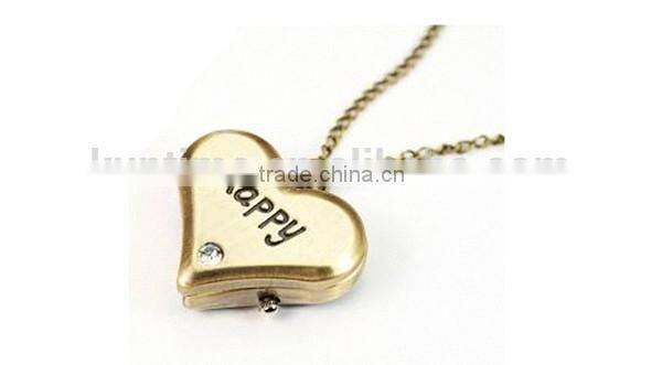Retro necklace watch happy branded and heart shape necklace watch quartz necklace watch