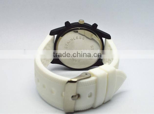 japanese quartz movement watches waterproof 3 atm, white silicone strap