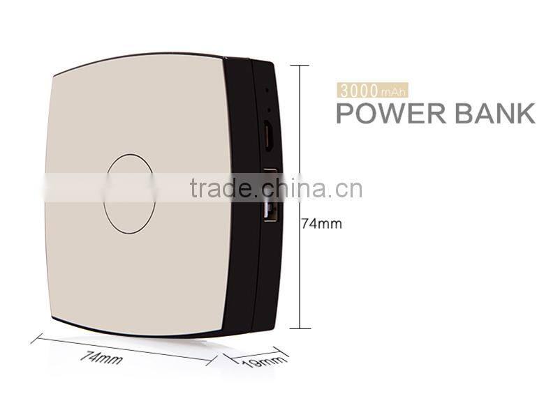 2016 fashion 3000mah Channel power bank mirror travel charger