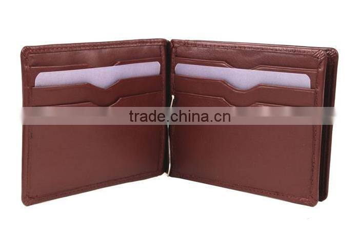 Genuine leather bifold money clip wallet premium leather money clip with card slots