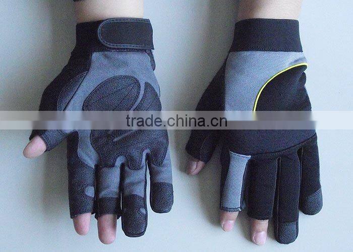 Spandex Back Synthetic Leather Palm safety Protective Mechanic Work Gloves