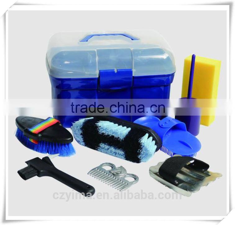 rainbow stripe horse body brush with nylon strap