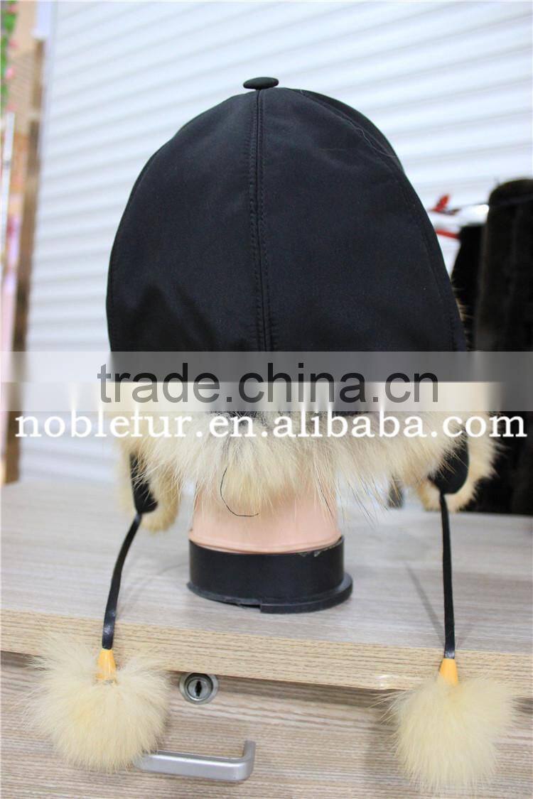 Natural Color genuine bomber fur hat real dog fur hat with ear flaps Keep warm