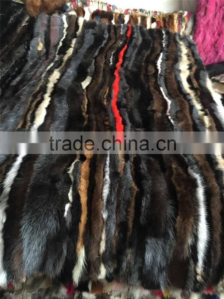 Multicolor Genuine Mink Fur Skin Plate Real Fur Blanket