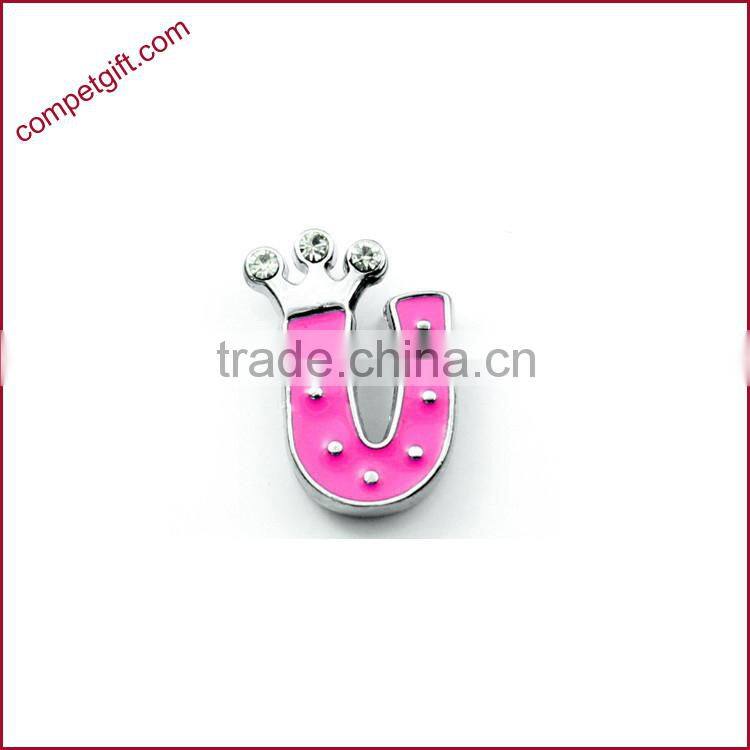 Produce Offer Creative Colored Crown Slider Zinc Alloy Letters Charms
