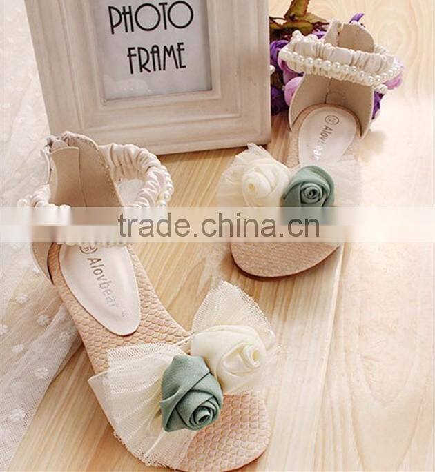2014 Flower Pearl Girls Sandals Kids Sandals
