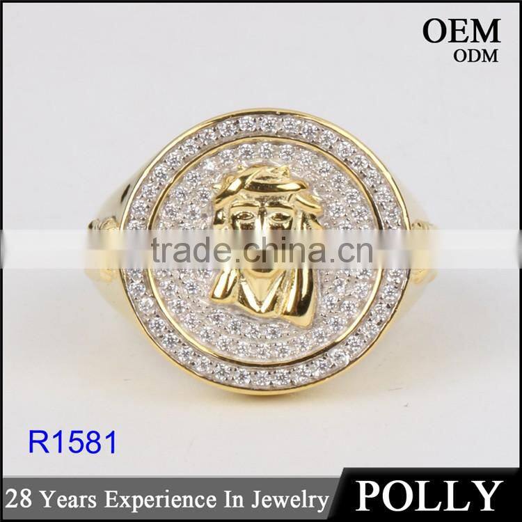 wholesale 925 silver hip hop jewerly jesus peice ring made in china