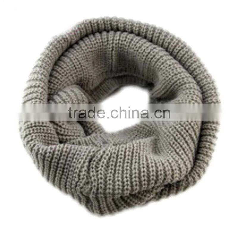 Hot Selling Fashion Women Plain Circle Loop Wool Knitted Scarf