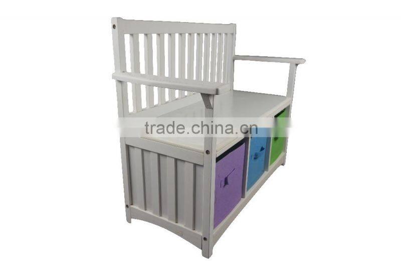 white wooden chair with storage box, bench with storage box