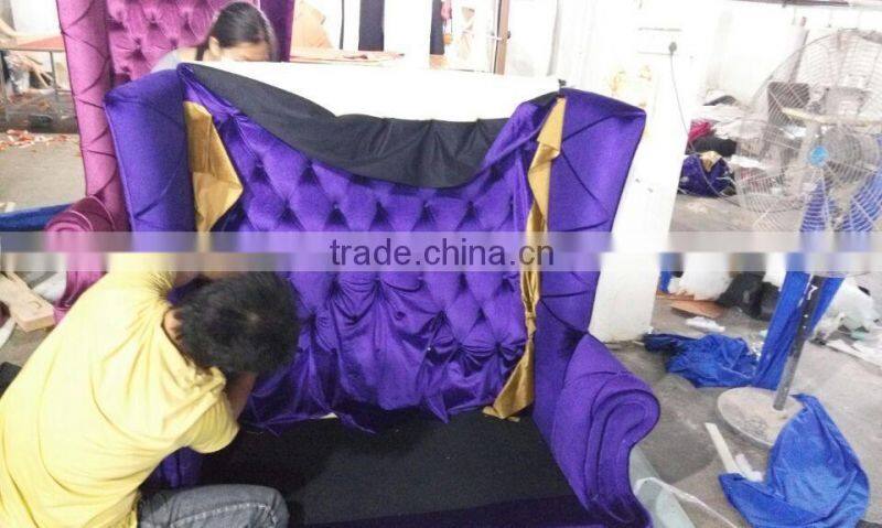 Floral fabric walnut hotel sofa XY3342