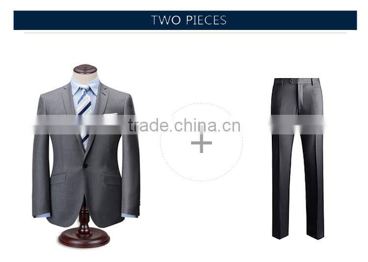 Excellent material 100% Wool mens grey suit
