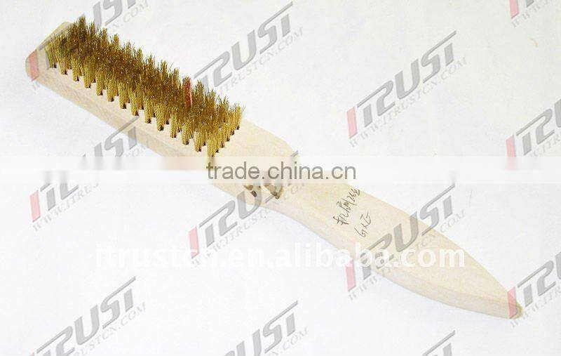 brass wire brush with wooden handle