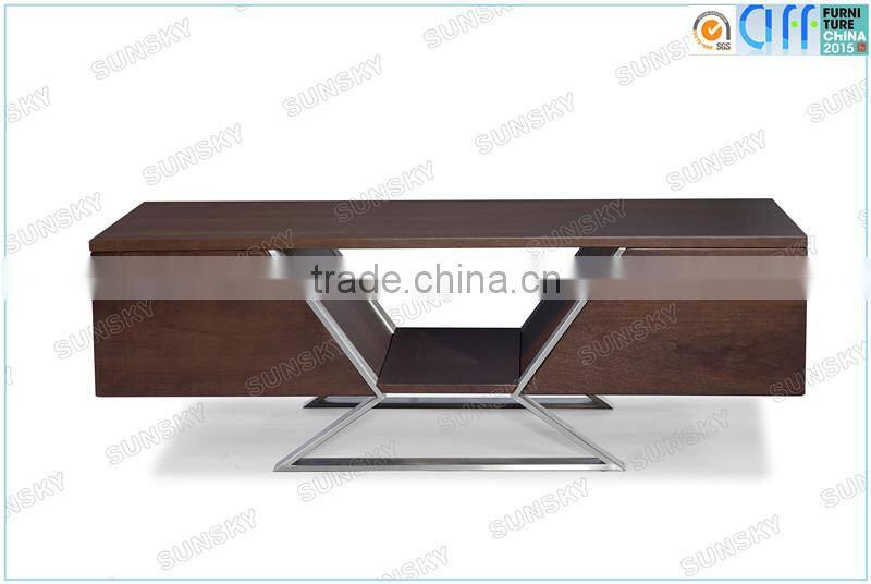 wooden coffee table with stainless steel legs SK1224A