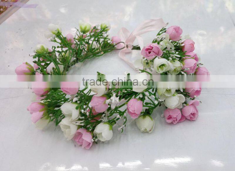 Wholesale Artificial women Rose Flower Wedding Crown Head Band tiara flower crown garland for girls