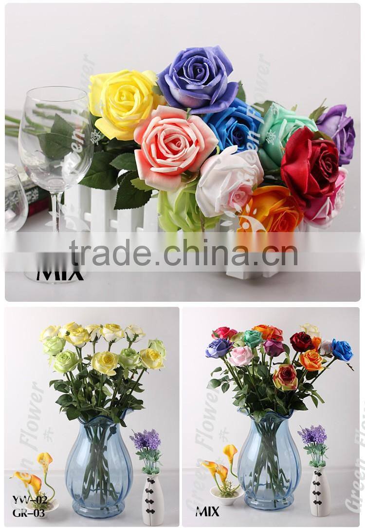2016 Wholesale 12 PCS 8 color Latex Artificial PU Flowers Rose Bouquet Wedding Bridal Decor Display christmas Real Touch Flower