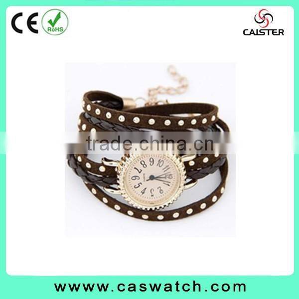 2016 stylish bracelet fashion lady watch, custom made multi-color leather watch, vogue long strap shiny lady watch