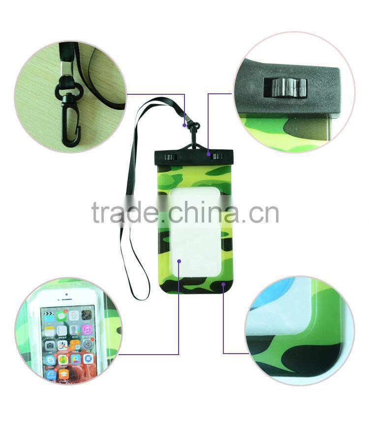 Outdoor swimming drifting screen touchable camouflage waterproof phone pouch