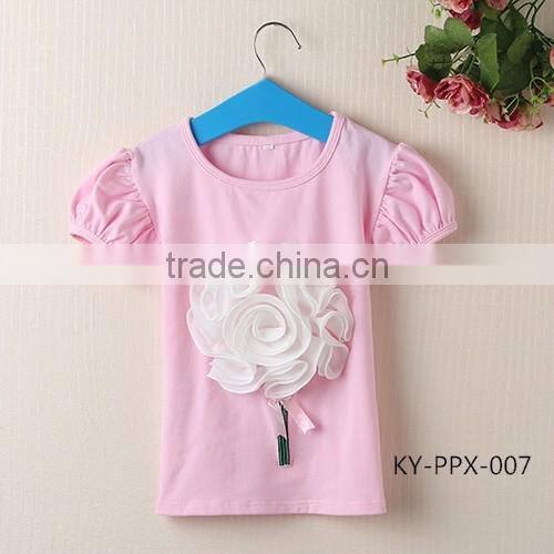 white baby girl clothes kids short ruffle sleeve t shirt design custom t shirt printing