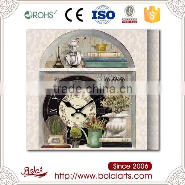 Green flower no second hand black color wall clock for bedroom living room