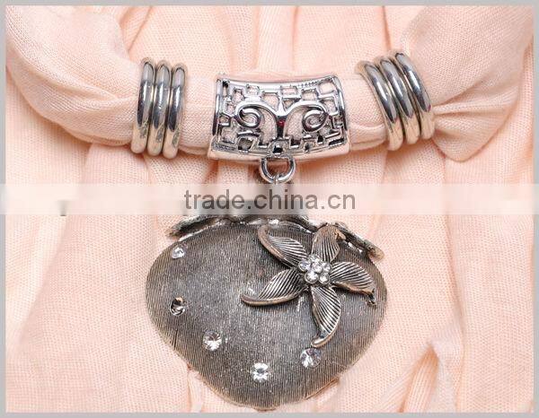 Metal Heart Pendant Necklace Scarf Fashion long Tassel