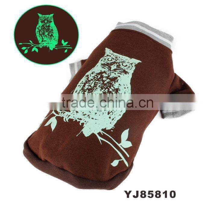 Dog coat with owl print glow in dark 2015 new design