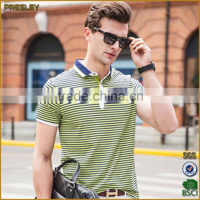 hot selling custom short sleeve stripe men microfiber polo shirt for man