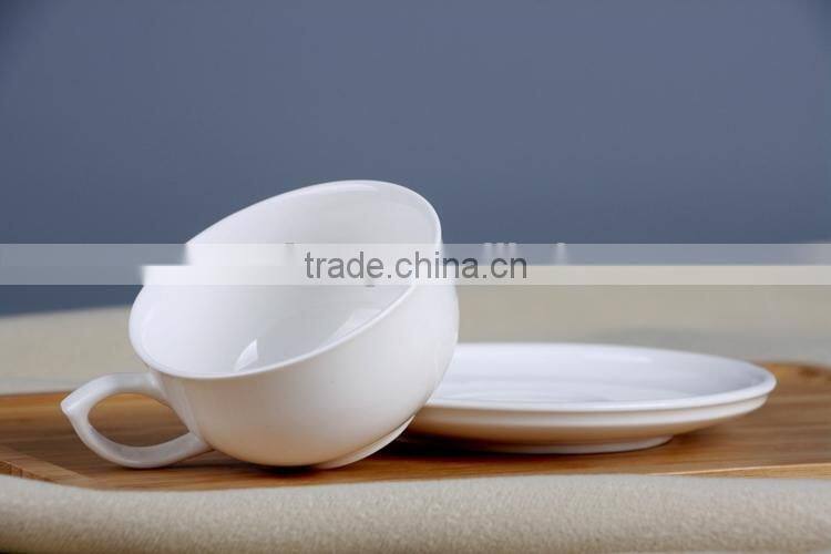 white chafing ceramic coffee cup with handle