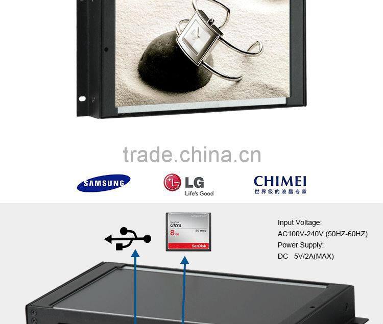 Flintstone 10" embedded lcd ad screen, pop video screen for product presentation, hot open frame digital signage displays