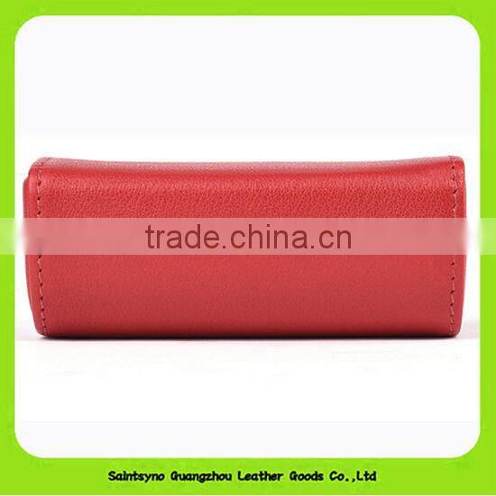 15018 Portable leather with good quality leather cosmetic bag with mirror