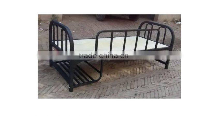 military single metal bed with storage basket