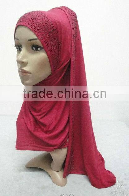 JL009 cotton elastic jersey muslim long scarf