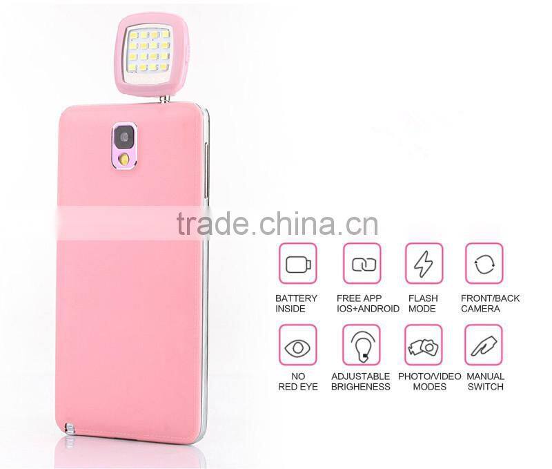 2015 selfie LED flashlight for cellphone camera