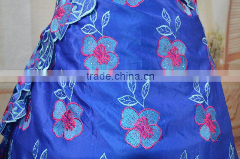 Elegant George silk wrappers 2015 /silk George party dress with beautiful followers