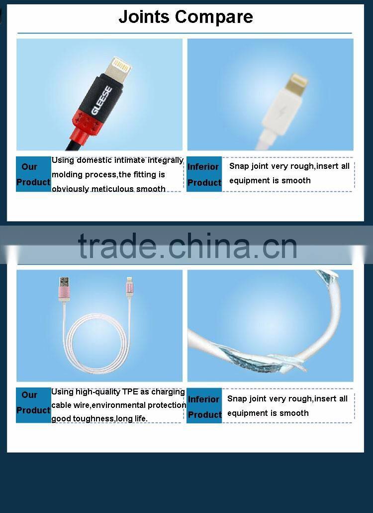 Super Speed Colorful Original USB Data Cable Charging Cable LED light indicator for smartphone